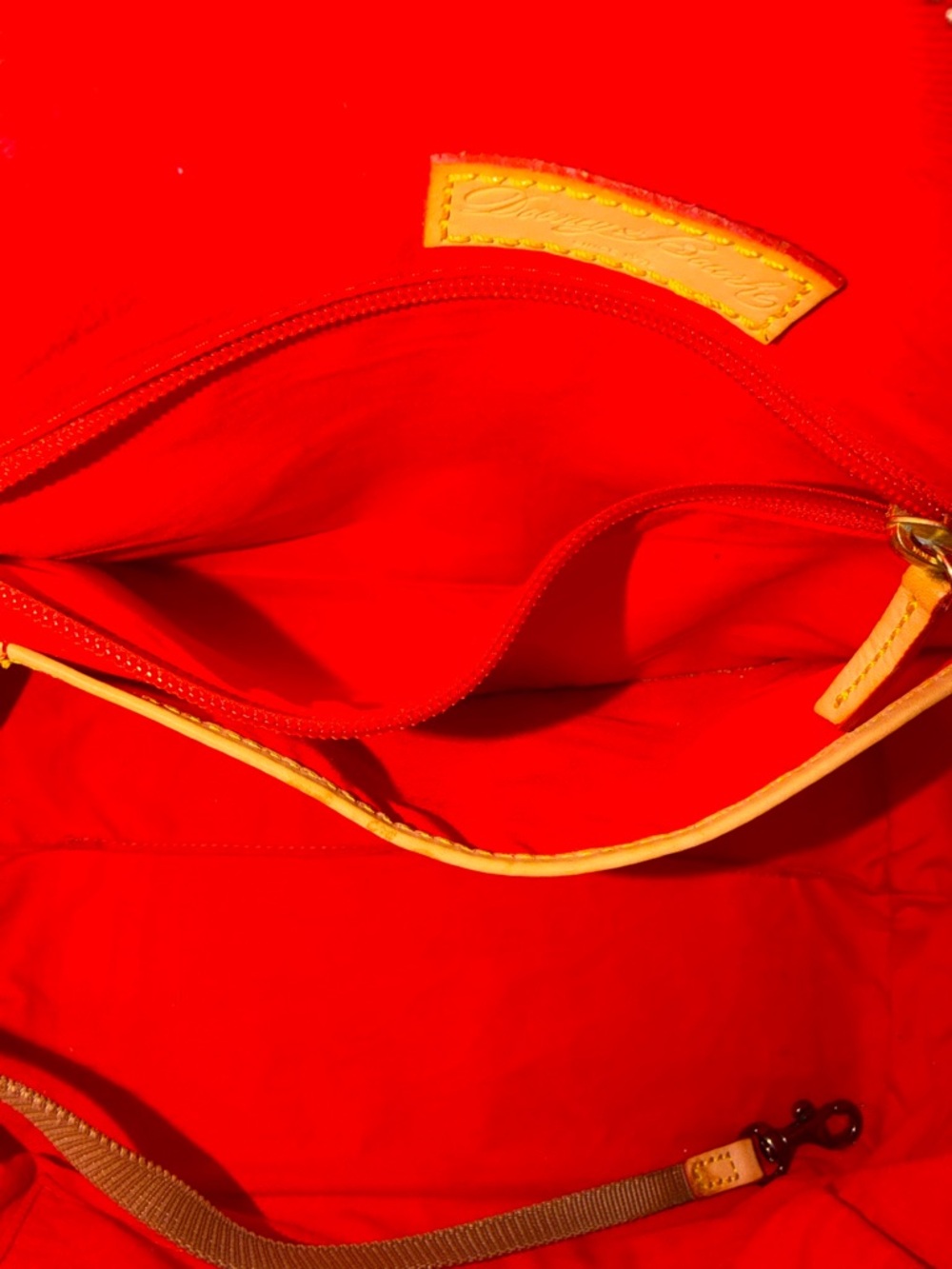 Dooney & Bourke Patent Leather Top Handle Satchel in Red Orange - Leather trim - Picture 16 of 16